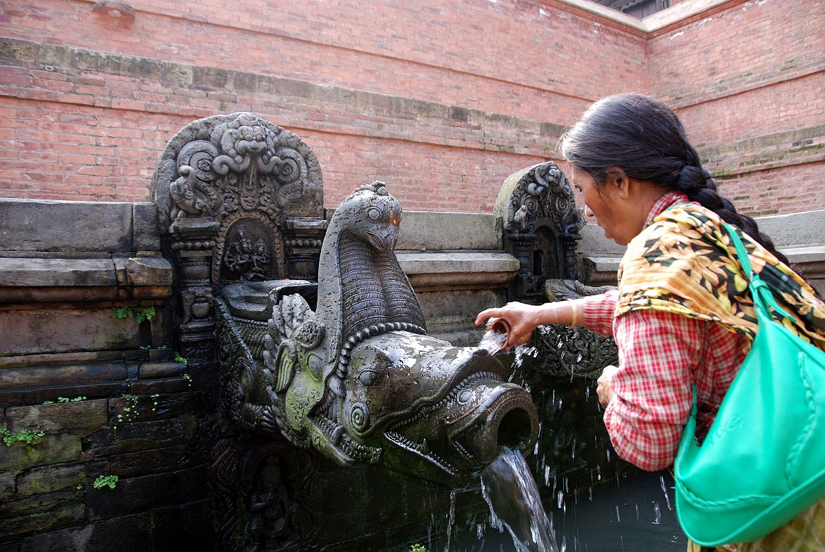 Kathmandu Patan Durbar Square 26 Manga Hiti Sunken Water Conduit With Carved Stone Makara Mythological Crocodile Head Waterspout 